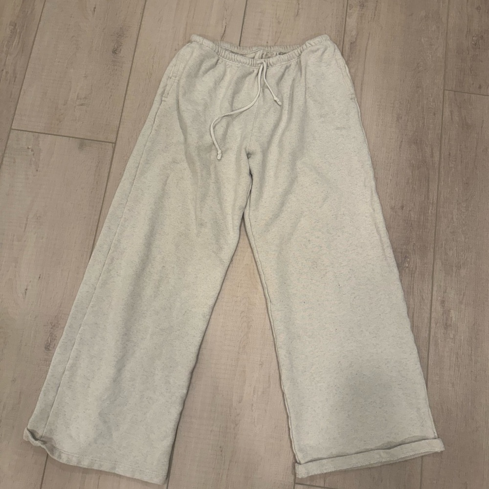 Brandy Melville Grey Heather Gray Wide Leg Sweatpants